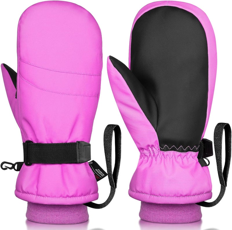 Odtmger Snow Mittens Waterproof Winter Ski Warm Cotton & Spray-Bonded Cotton Lined, Anti-Loss Rope for Parent Child - Image 1